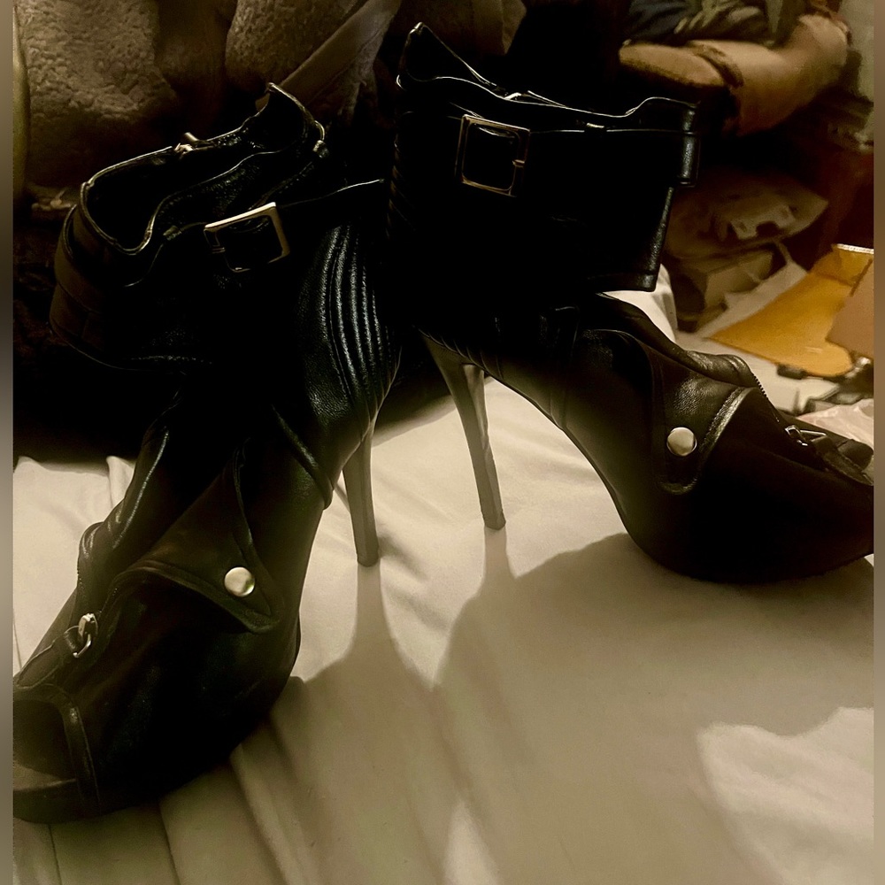 High Heel Leather Bootie